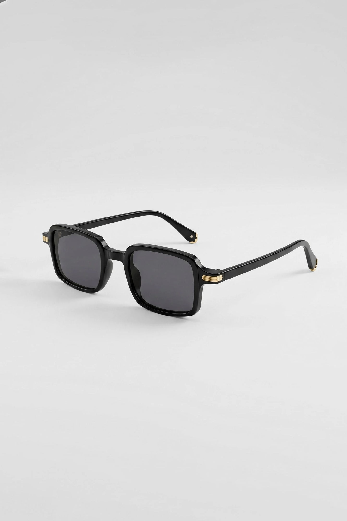 Unisex Minimal Square Bone Frame Sunglasses Black