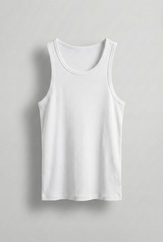 Men's Basic Corduroy Sports Tank Top White