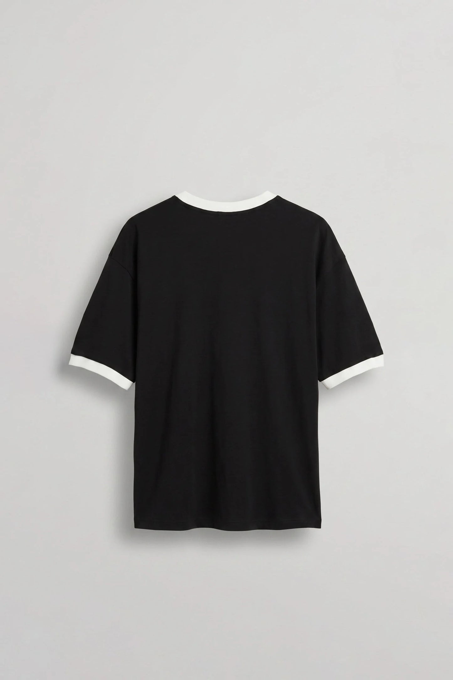 Men's Black Boxy Fit T-Shirt with Contrast Embroidery and Crew Neck
