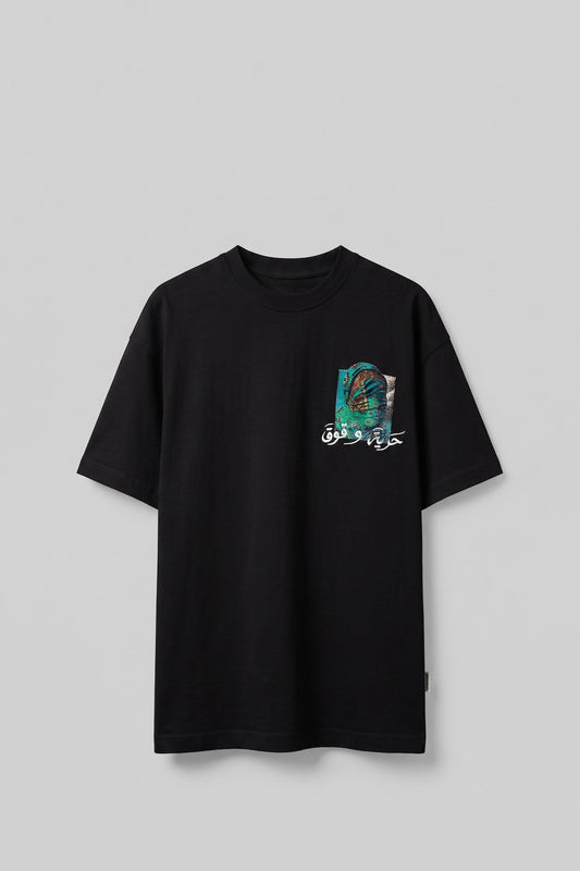 Men's Authentic Patterned 3D Back Printed T-Shirt Black