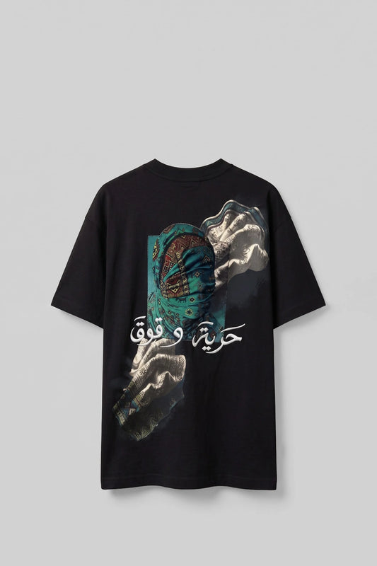 Men's Authentic Patterned 3D Back Printed T-Shirt Black