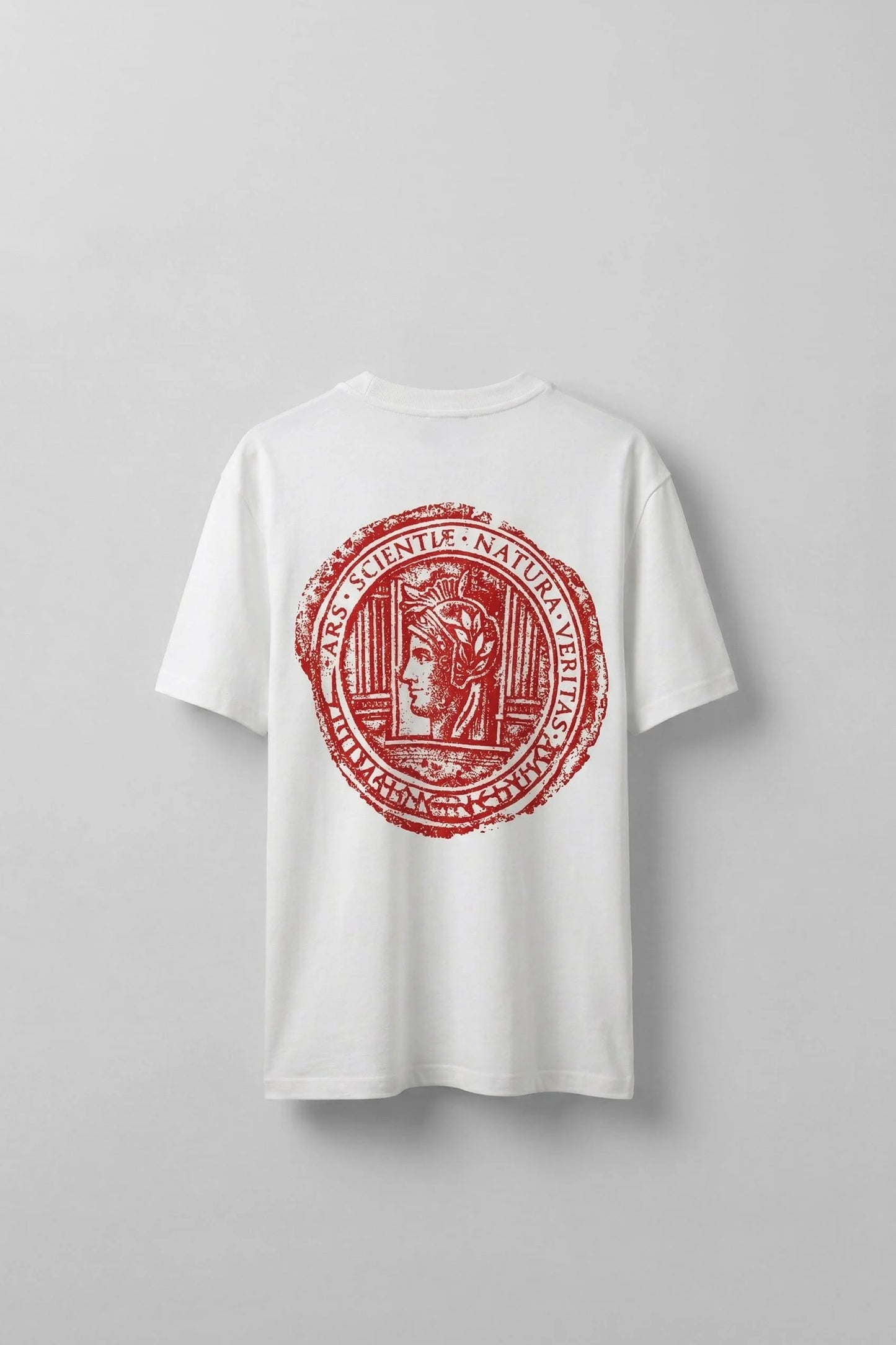Men's Oversize Antique Seal Embossed Printed T-Shirt White