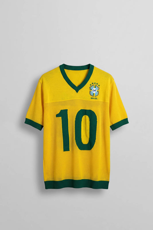 Men's Oversize Football V Neck Knitwear Jersey T-Shirt Yellow
