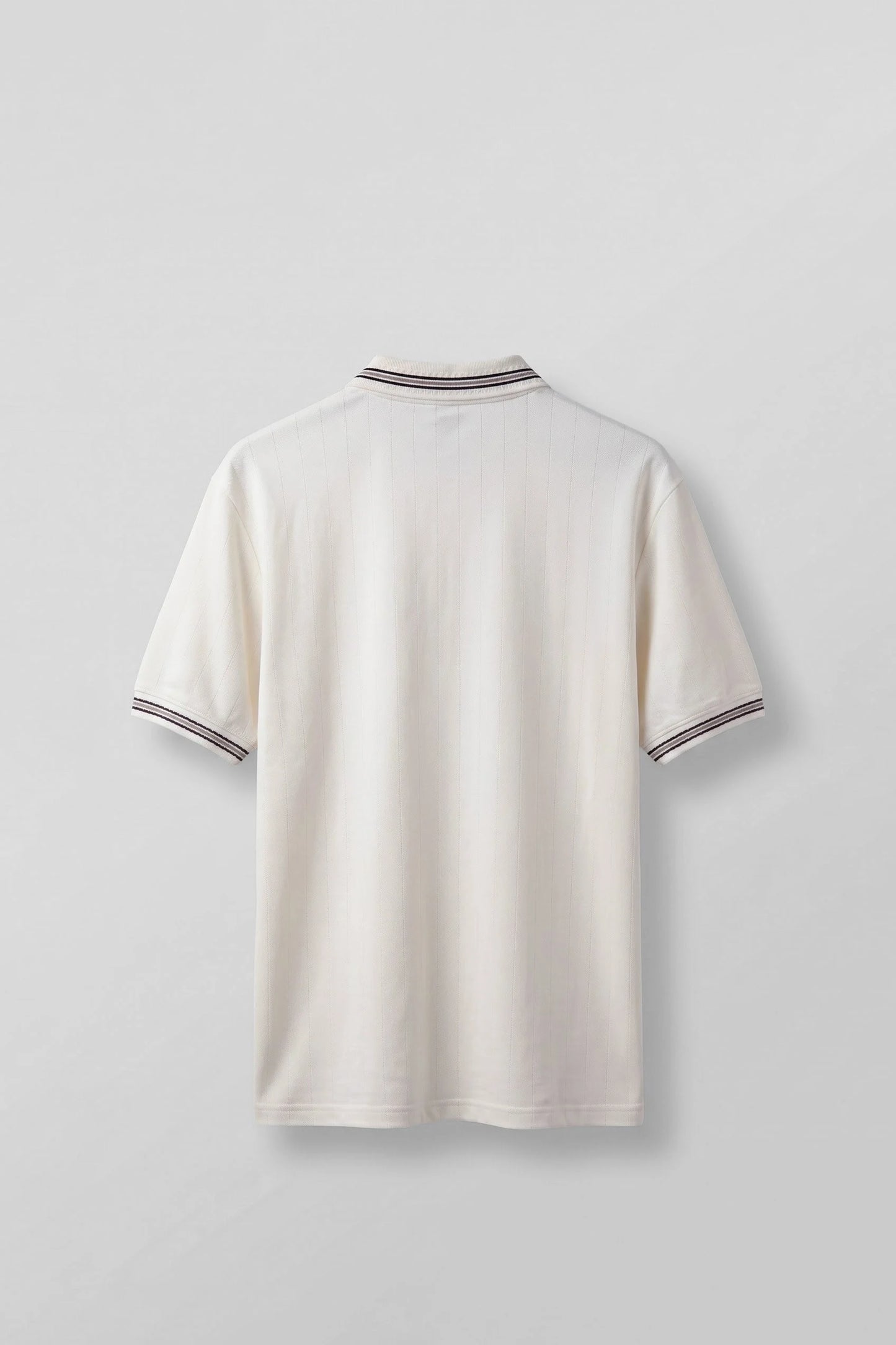 Men's Oversize Contrast Detailed Knitwear Polo Collar T-Shirt Ecru