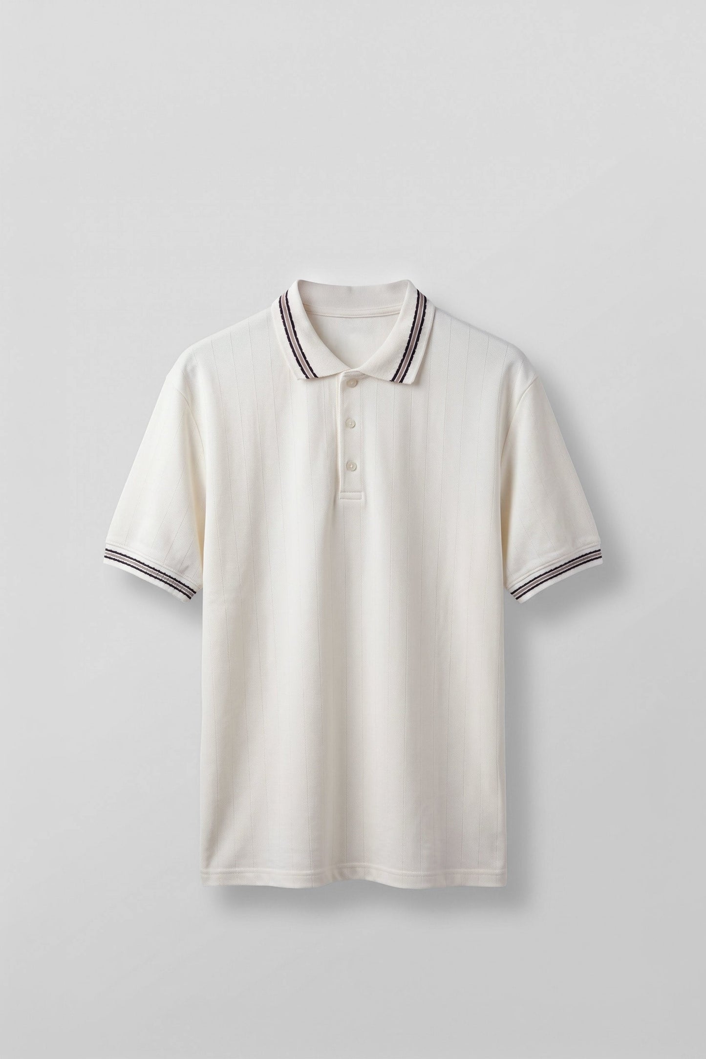 Men's Oversize Contrast Detailed Knitwear Polo Collar T-Shirt Ecru